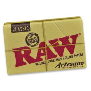 Classic Natural Hemp Artesano Rolling Papers with Tips 1 1/4 by RAW