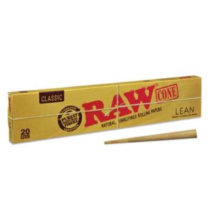 Classic Natural Unrefined Lean Pre-Roll Cones King Size (20/PCK) by RAW