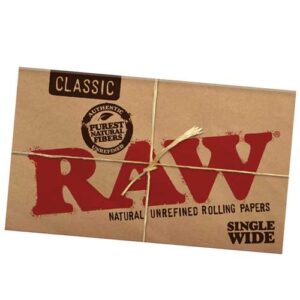 Classic Natural Unrefined Rolling Papers, Single Wide Double Window by RAW